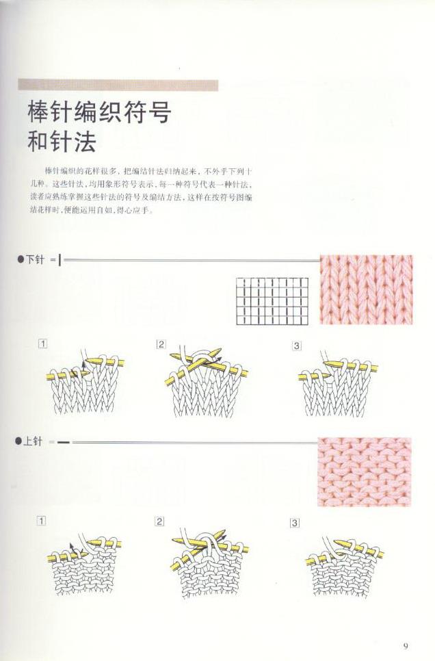 《图解棒针编织基础实例》之棒针编织符号和针法 